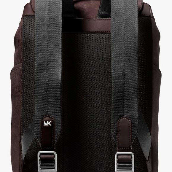 Michael Kors Chocolate Brown Hudson Medium Pebbled Flap Leather Backpack NWT - Picture 6 of 14